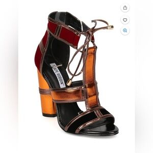 Catherine Malandrine Metallic/Suede Red and Orange with black heels size 7